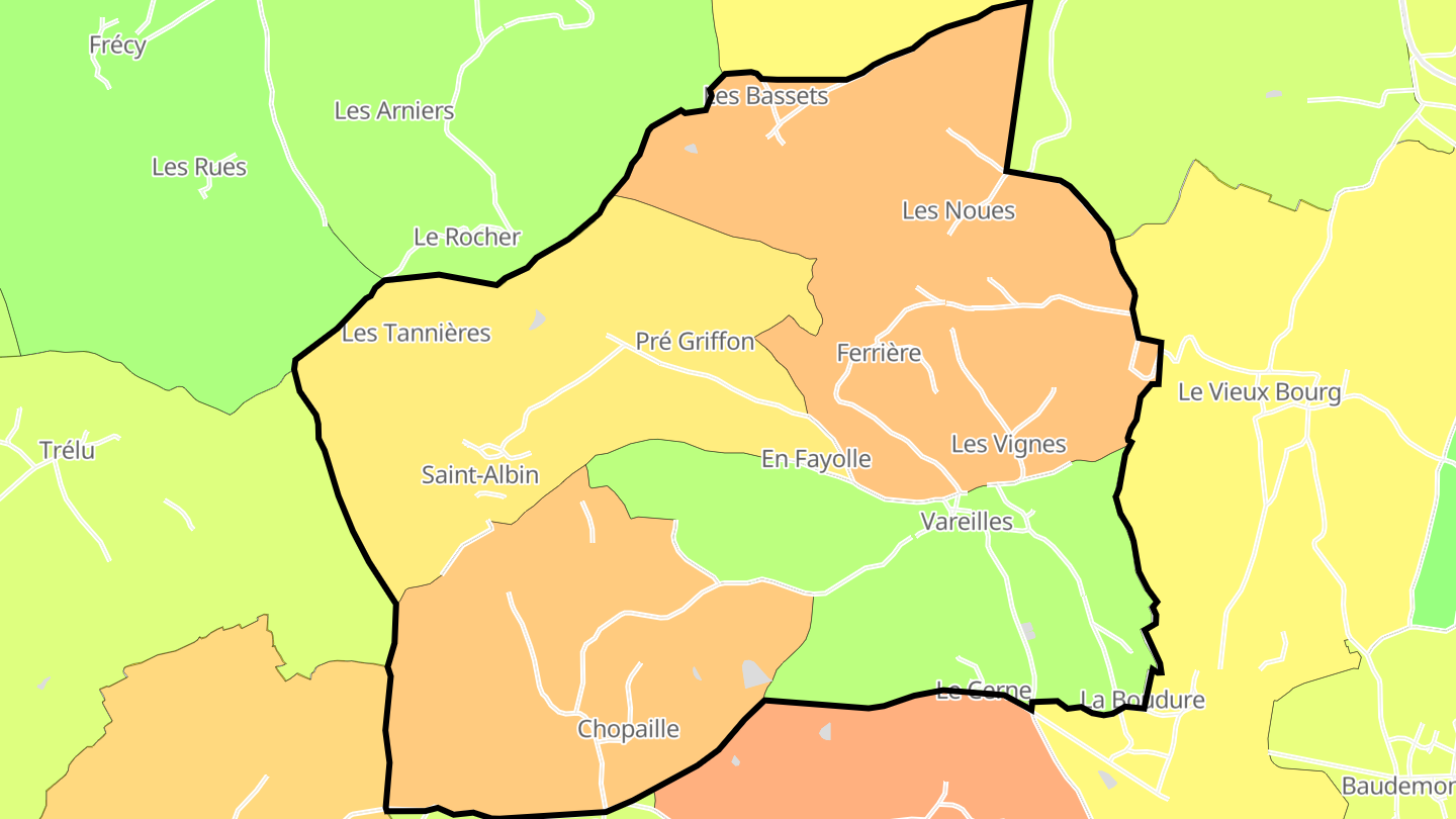 Carte des prix de l'immobilier Vareilles