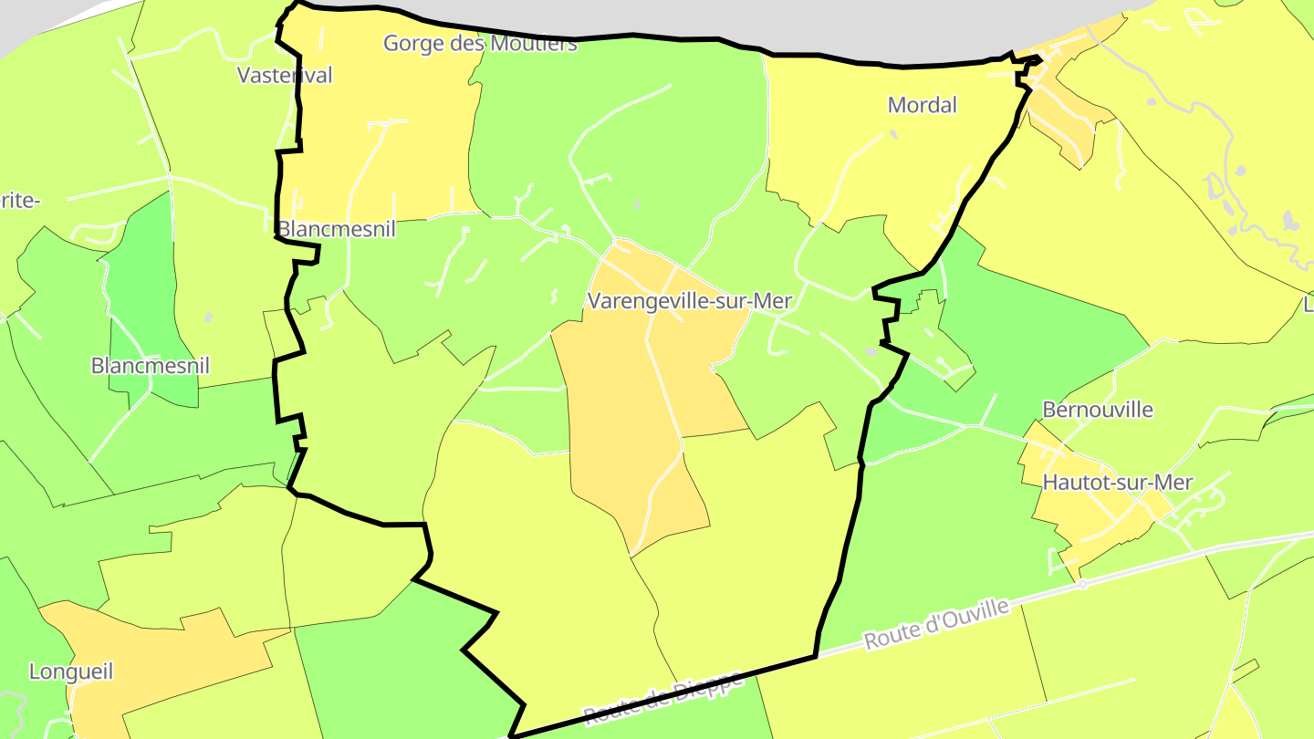 Carte des prix de l'immobilier Varengeville-sur-Mer