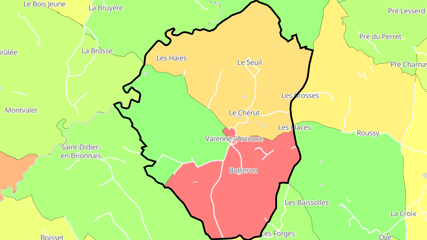 Carte des prix de l'immobilier Varenne-l'Arconce