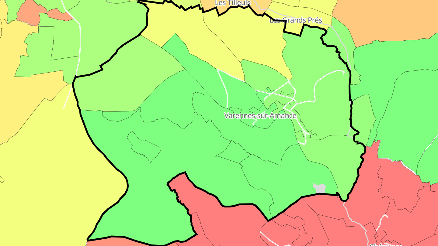 Carte des prix de l'immobilier Varennes-sur-Amance