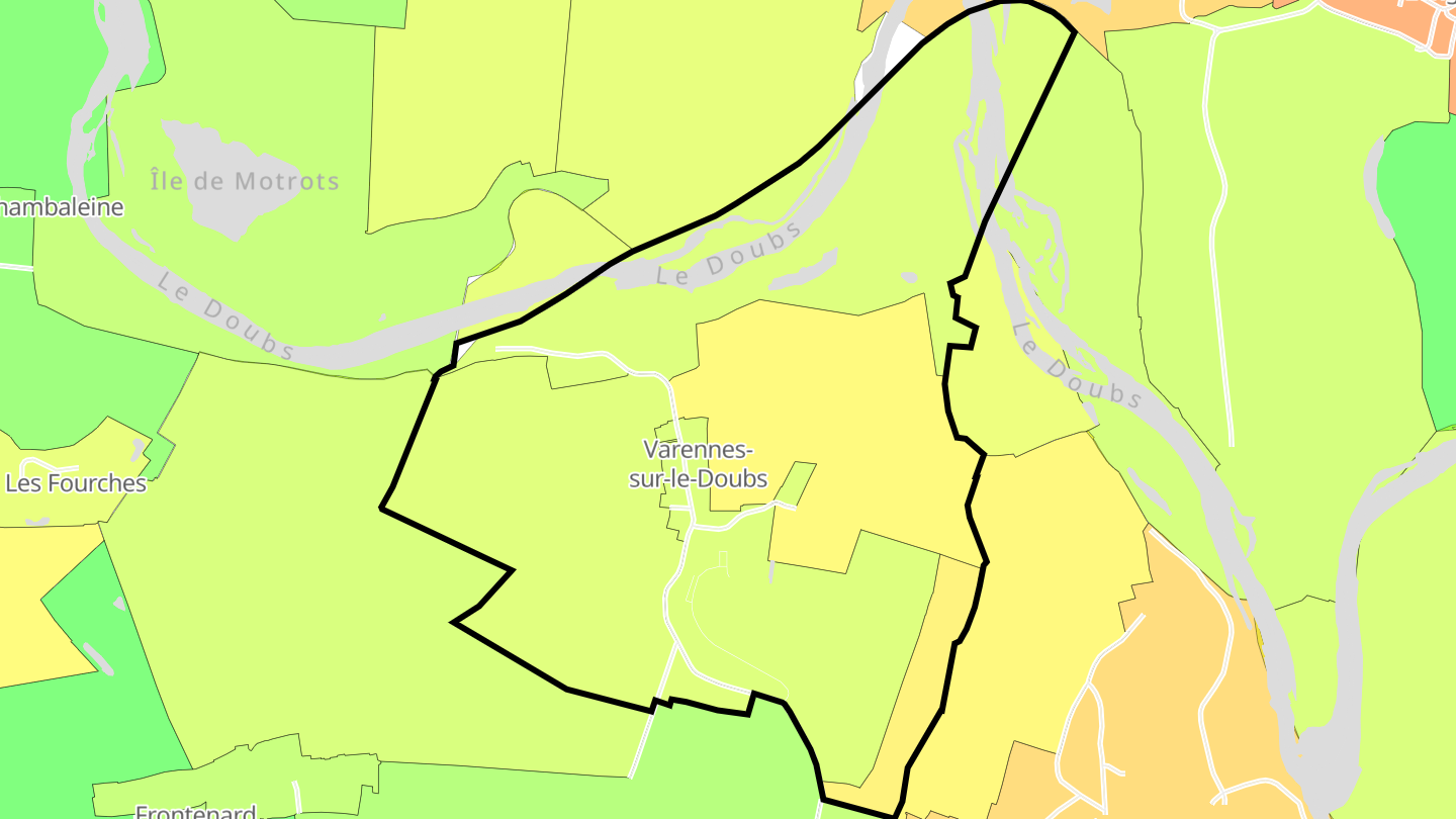 Carte des prix de l'immobilier Varennes-sur-le-Doubs