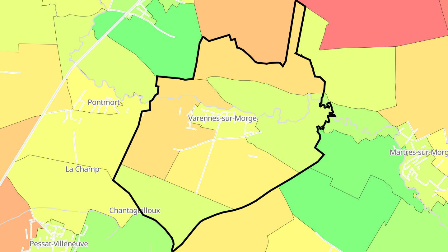 Carte des prix de l'immobilier Varennes-sur-Morge