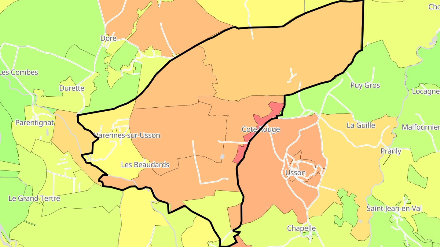 Carte des prix de l'immobilier Varennes-sur-Usson