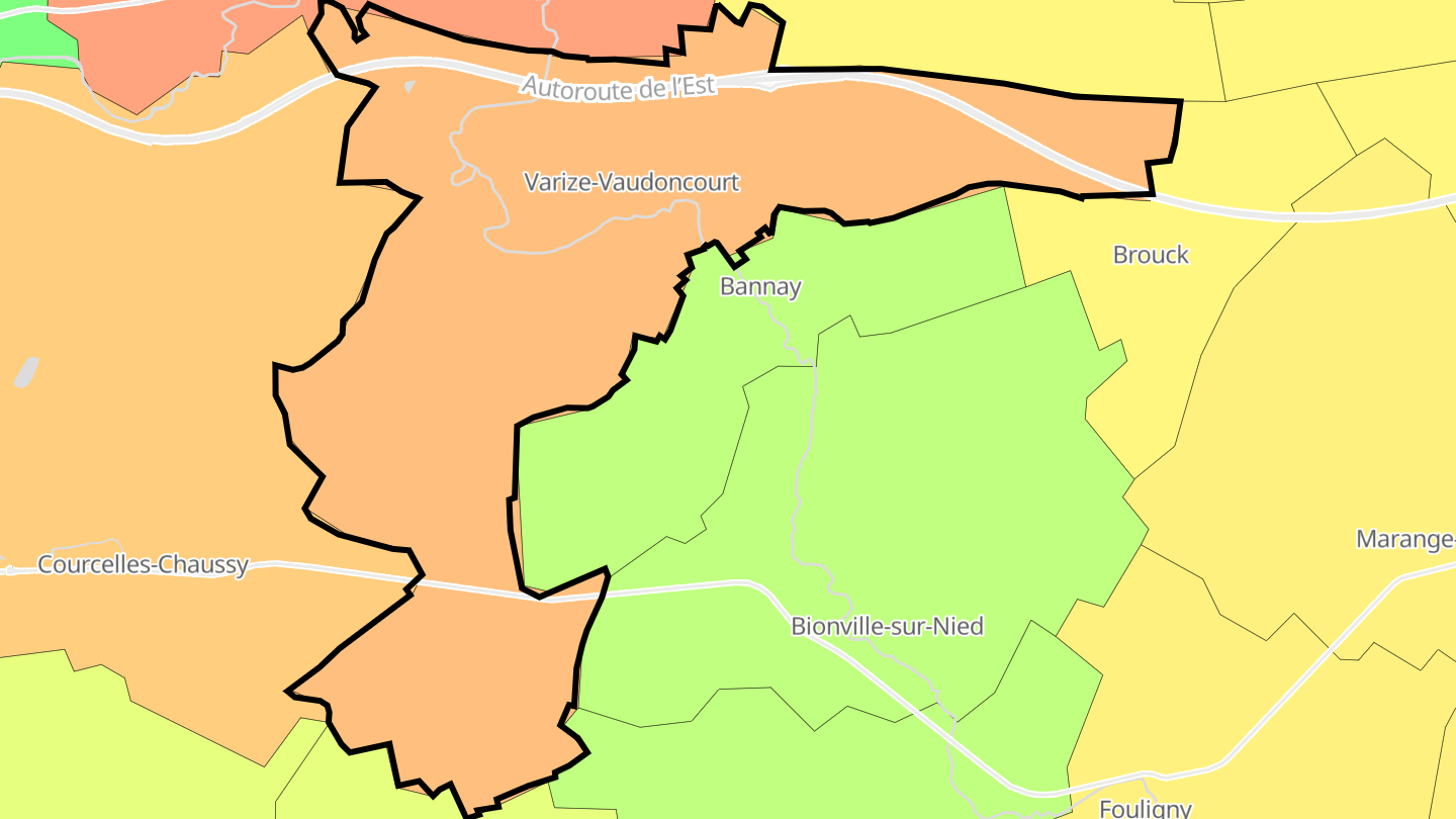 Carte des prix de l'immobilier Varize-Vaudoncourt