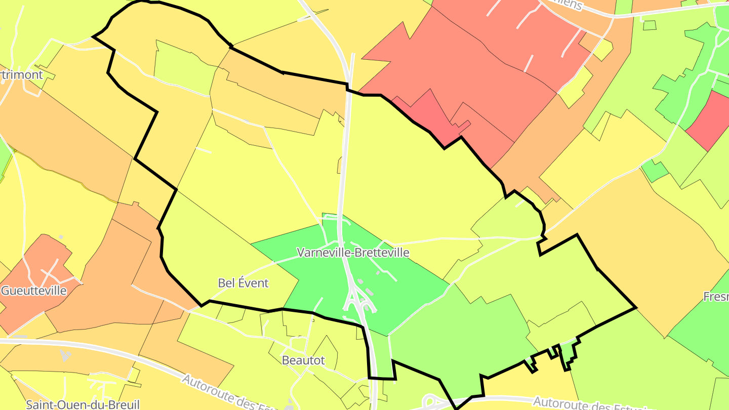Carte des prix de l'immobilier Varneville-Bretteville