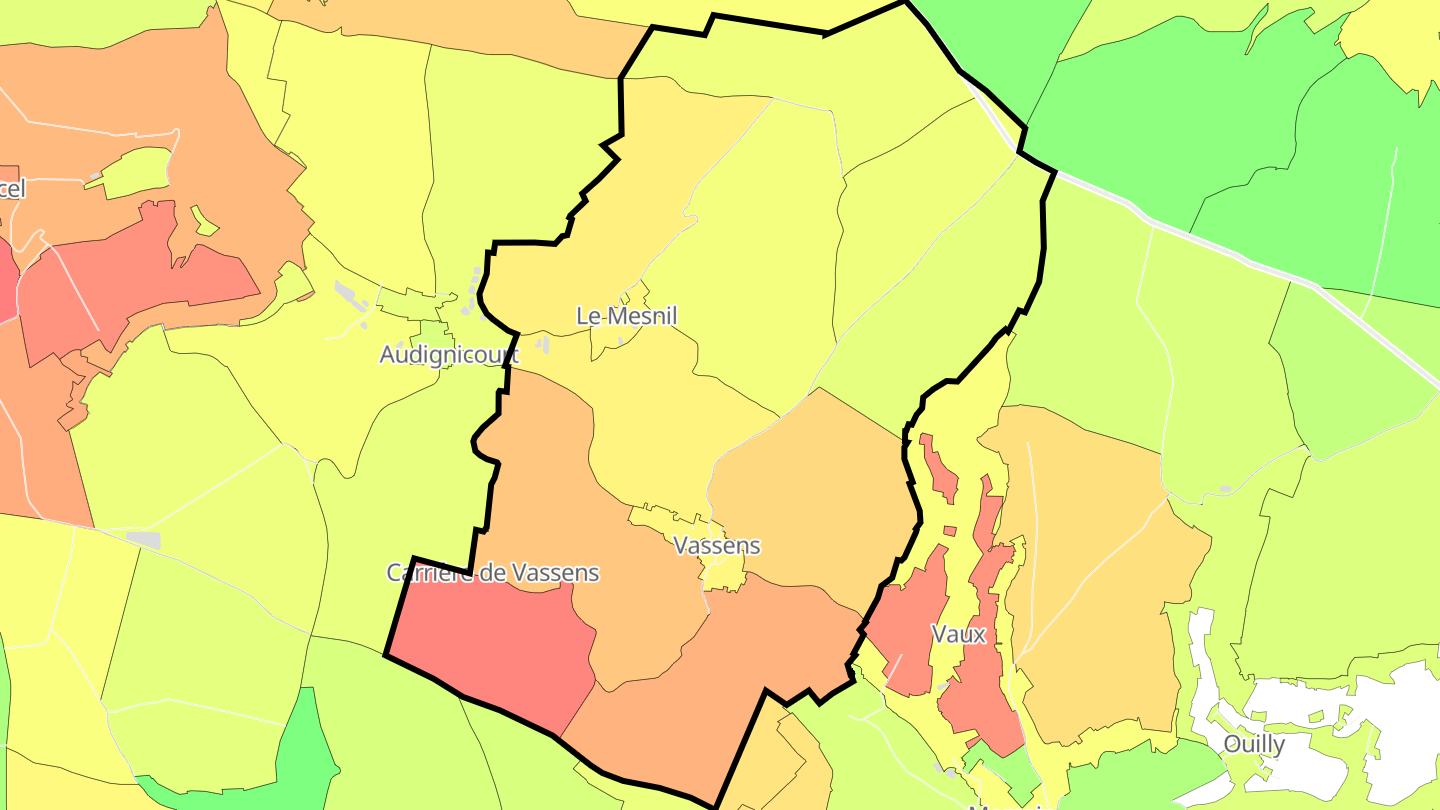 Carte des prix de l'immobilier Vassens