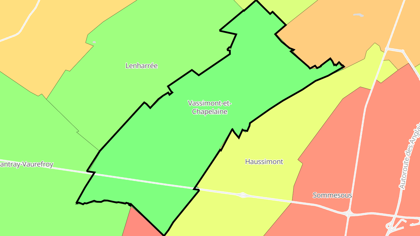 Carte des prix de l'immobilier Vassimont-et-Chapelaine