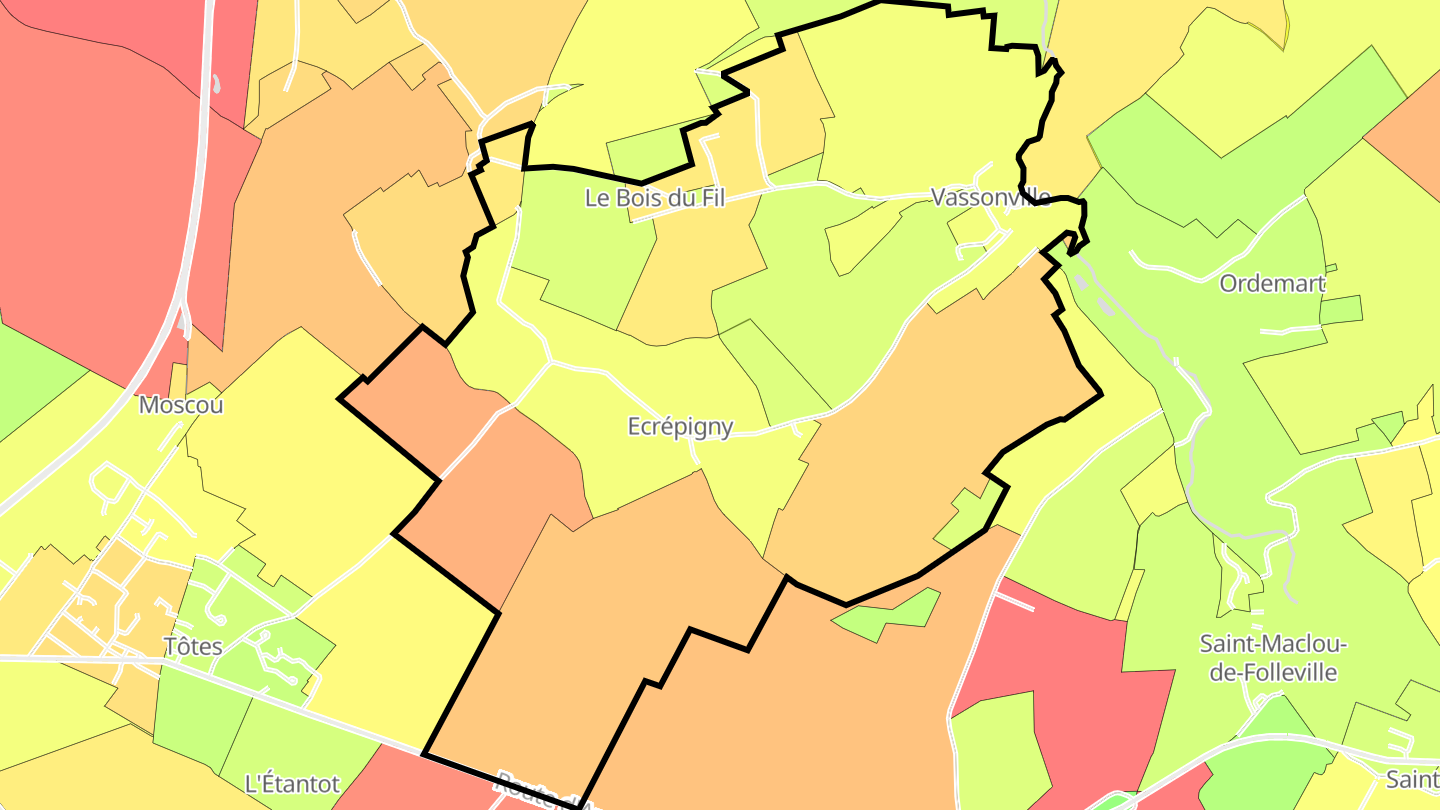Carte des prix de l'immobilier Vassonville