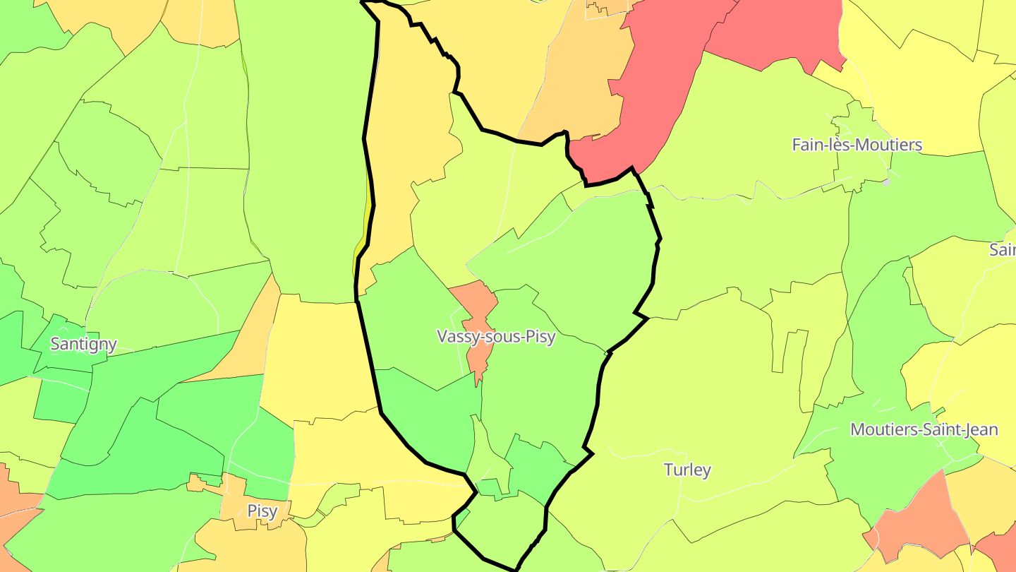 Carte des prix de l'immobilier Vassy-sous-Pisy