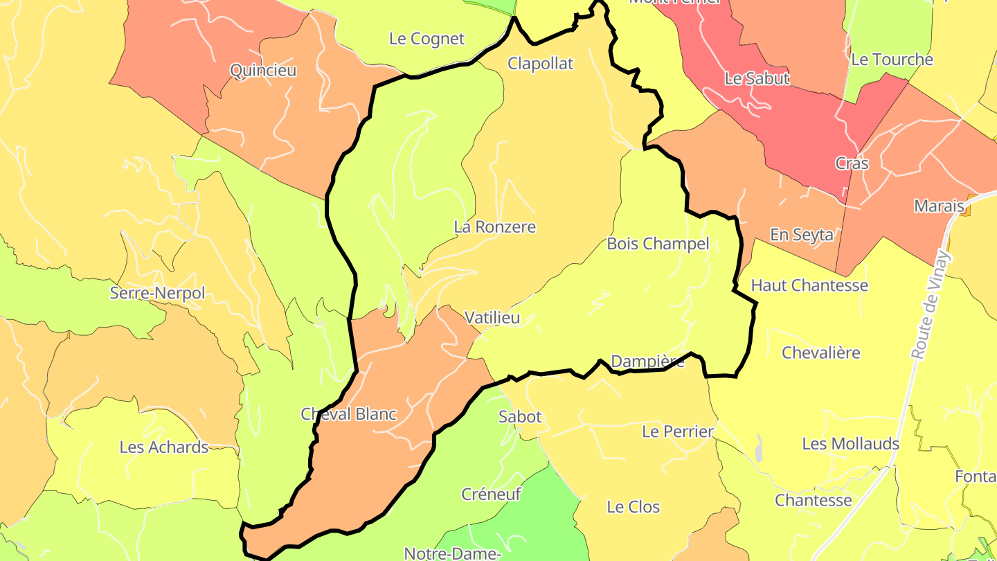 Carte des prix de l'immobilier Vatilieu