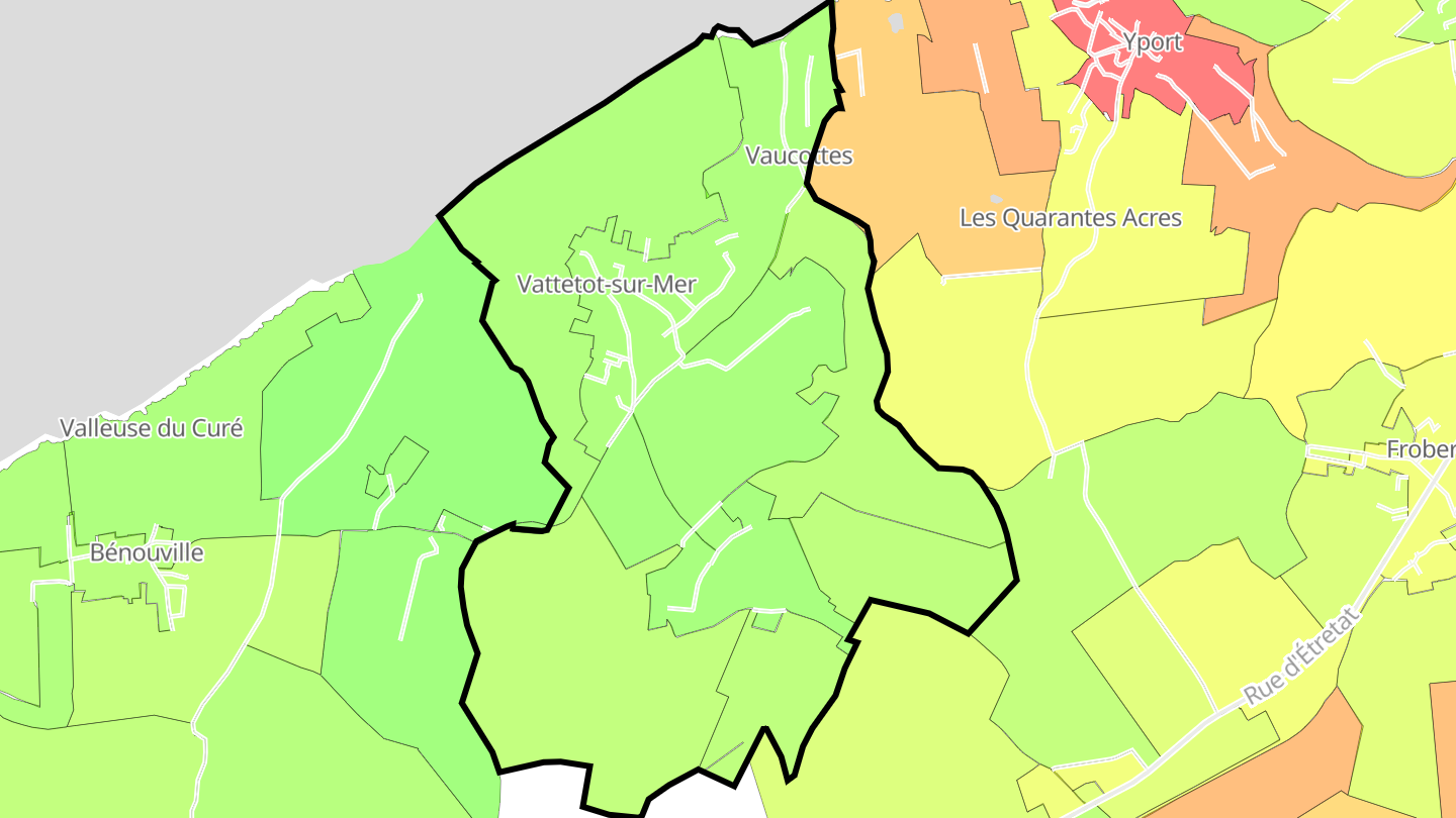 Carte des prix de l'immobilier Vattetot-sur-Mer