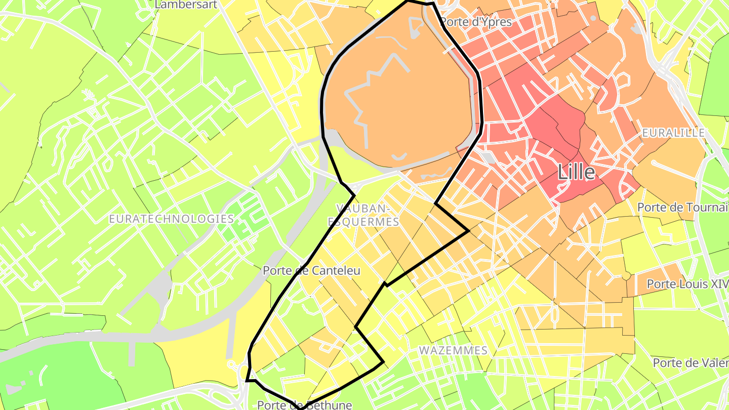 Carte des prix de l'immobilier Vauban-Esquermes