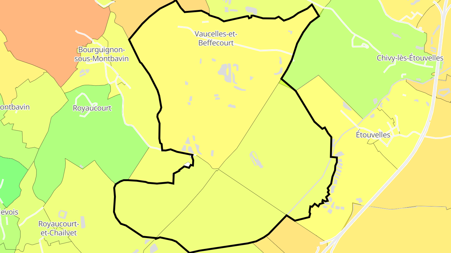 Carte des prix de l'immobilier Vaucelles-et-Beffecourt