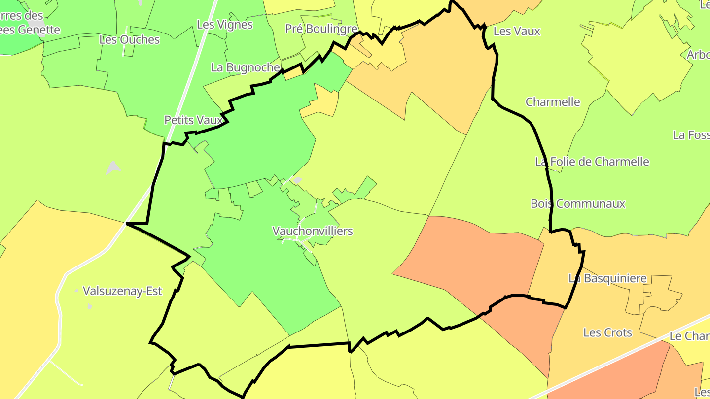 Carte des prix de l'immobilier Vauchonvilliers