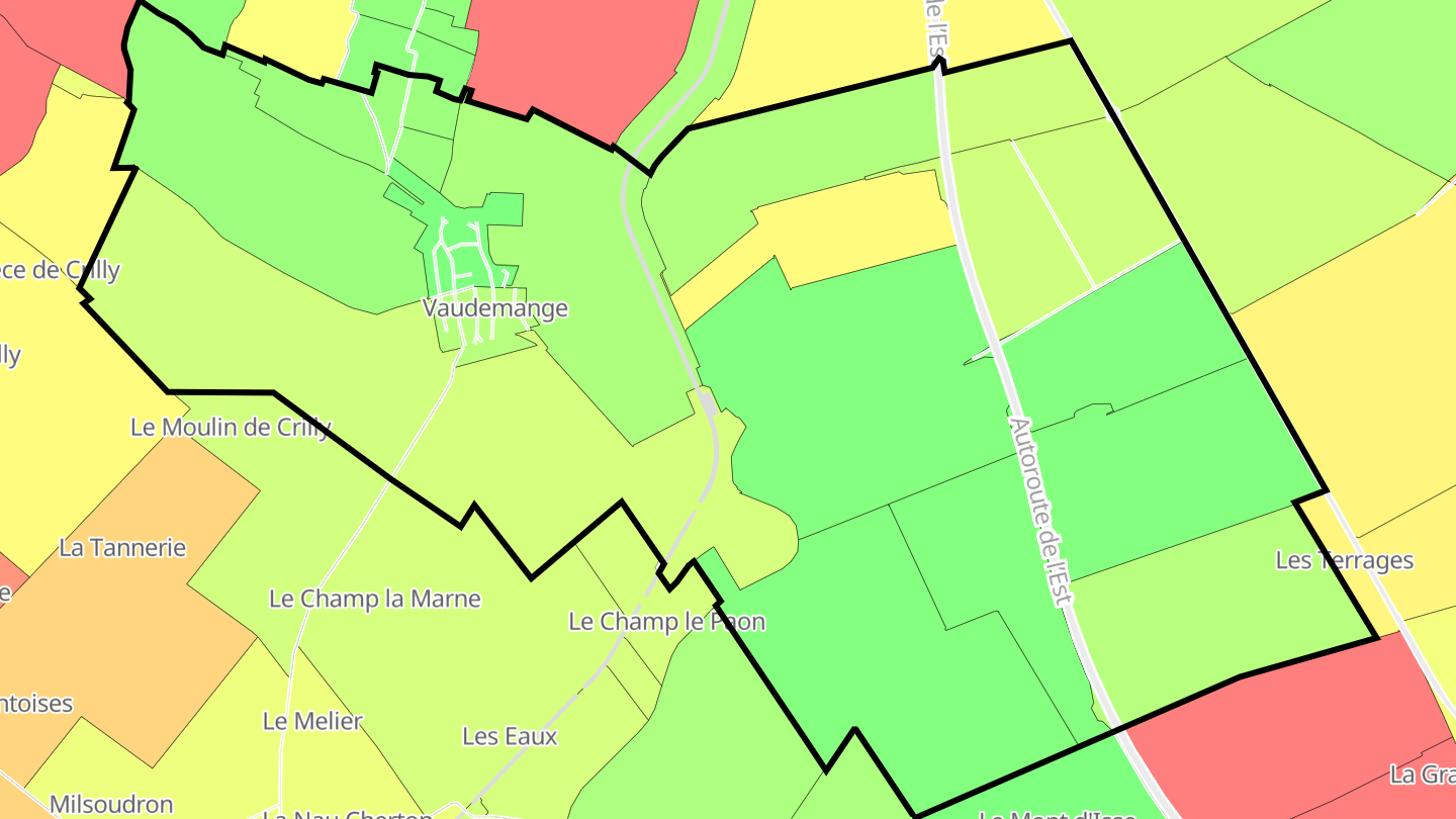 Carte des prix de l'immobilier Vaudemange