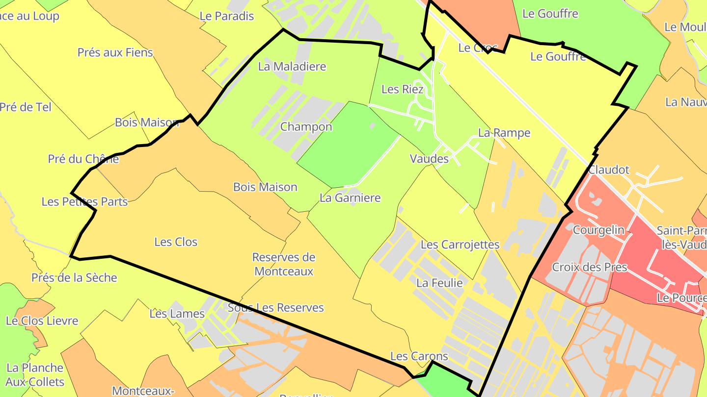 Carte des prix de l'immobilier Vaudes