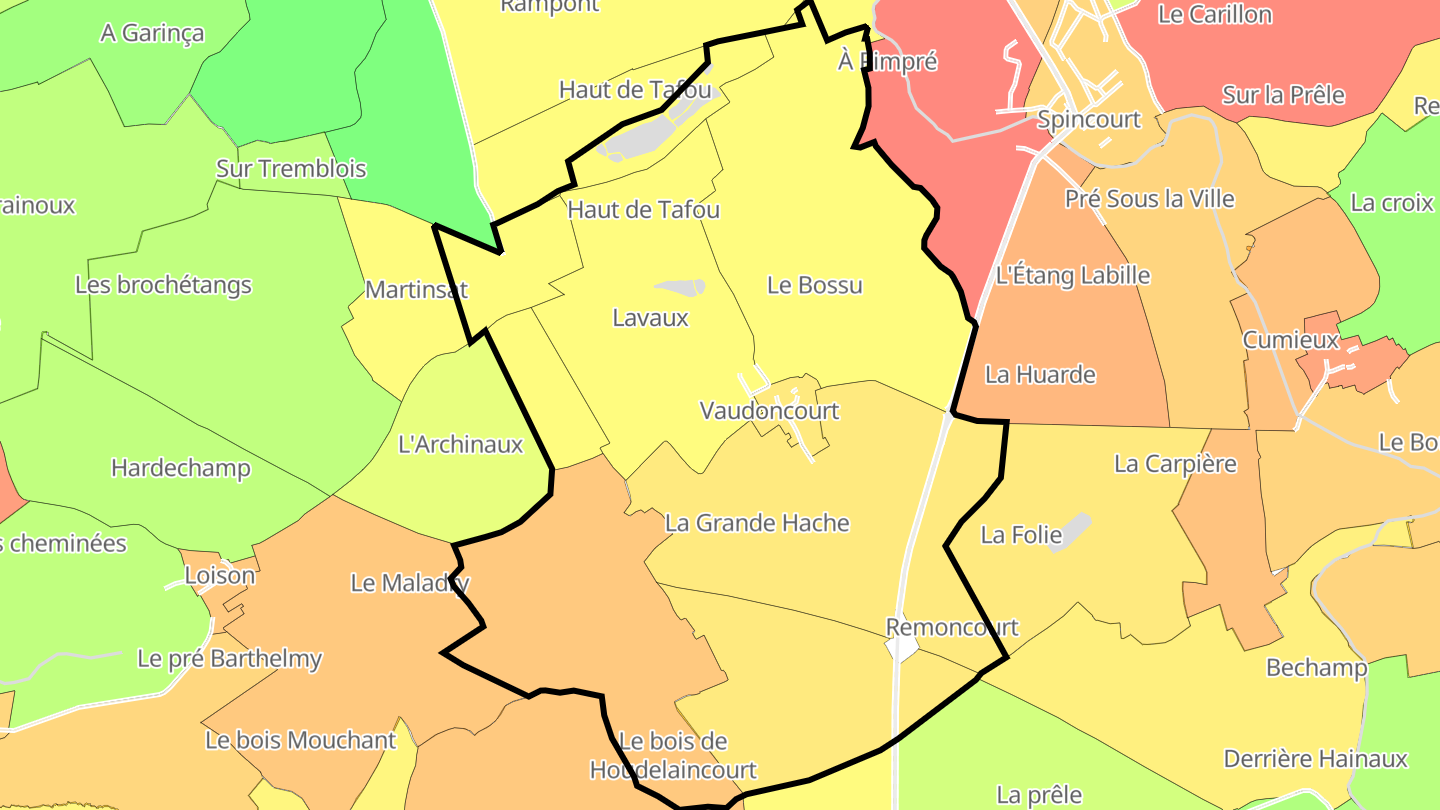 Carte des prix de l'immobilier Vaudoncourt