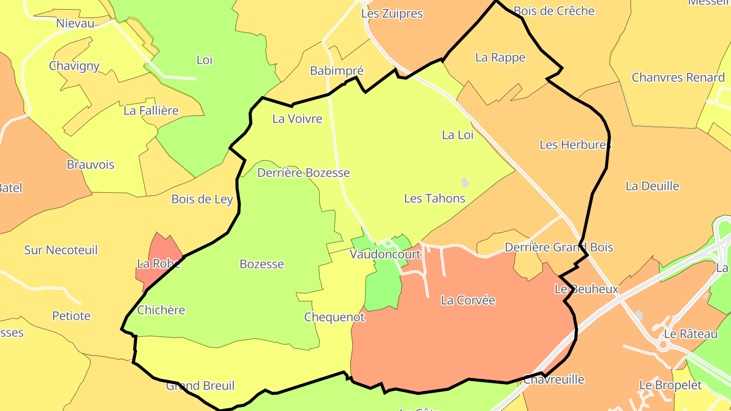 Carte des prix de l'immobilier Vaudoncourt