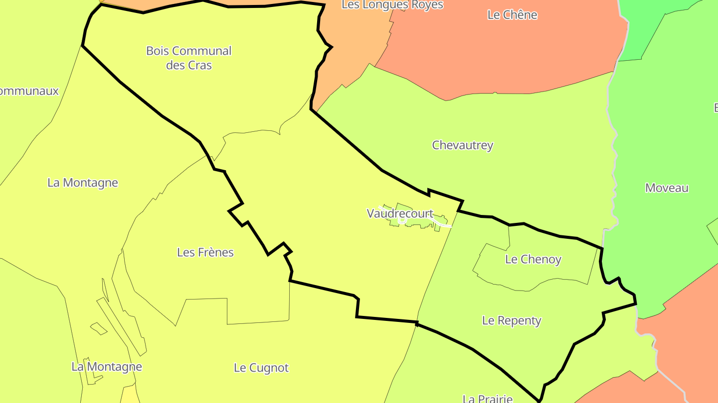 Carte des prix de l'immobilier Vaudrecourt
