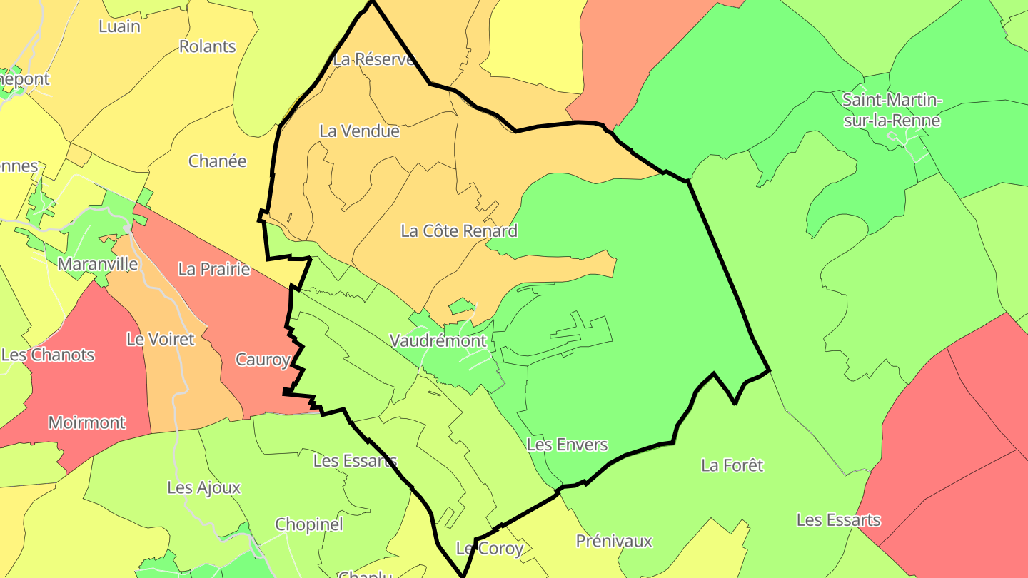 Carte des prix de l'immobilier Vaudrémont