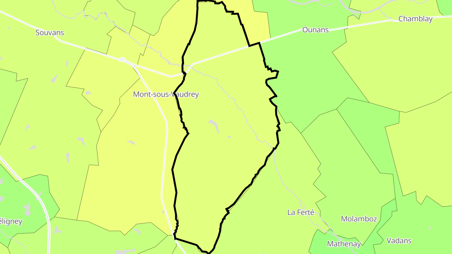 Carte des prix de l'immobilier Vaudrey