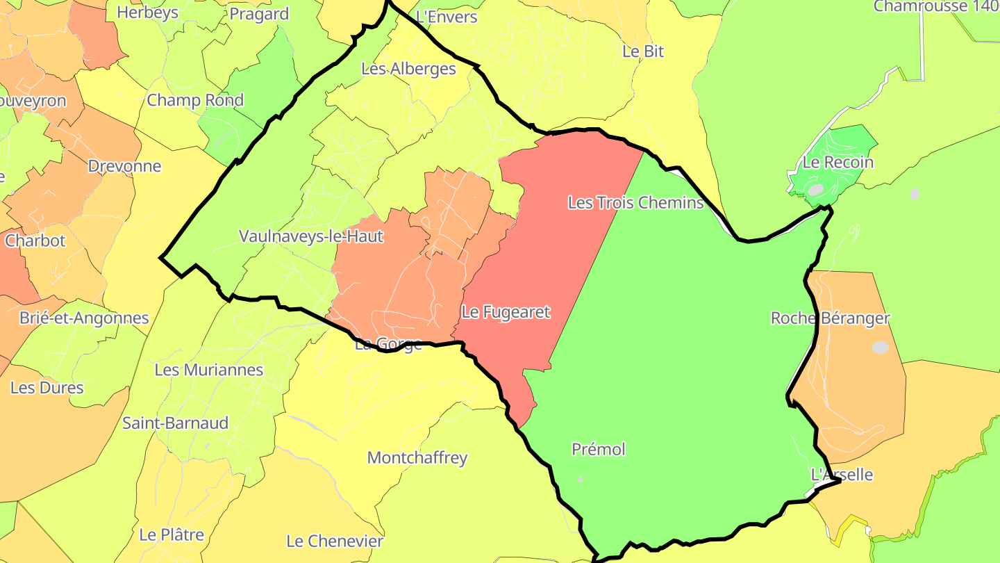 Carte des prix de l'immobilier Vaulnaveys-le-Haut