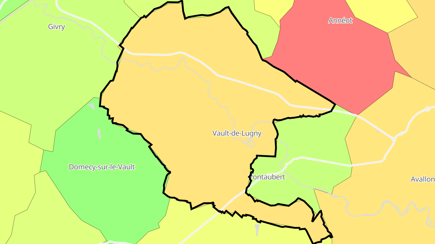 Carte des prix de l'immobilier Vault-de-Lugny