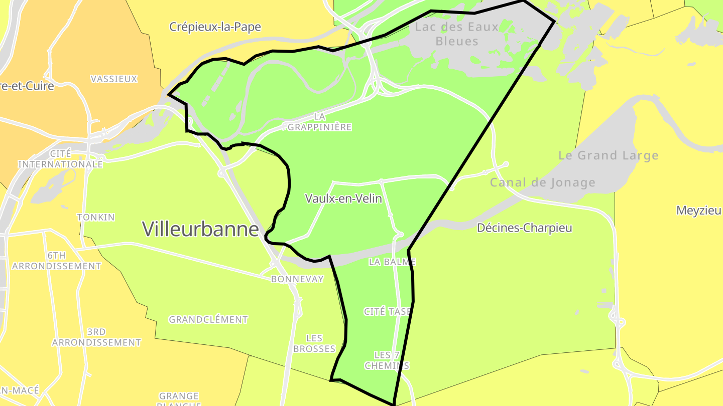 Carte des prix de l'immobilier Vaulx-en-Velin