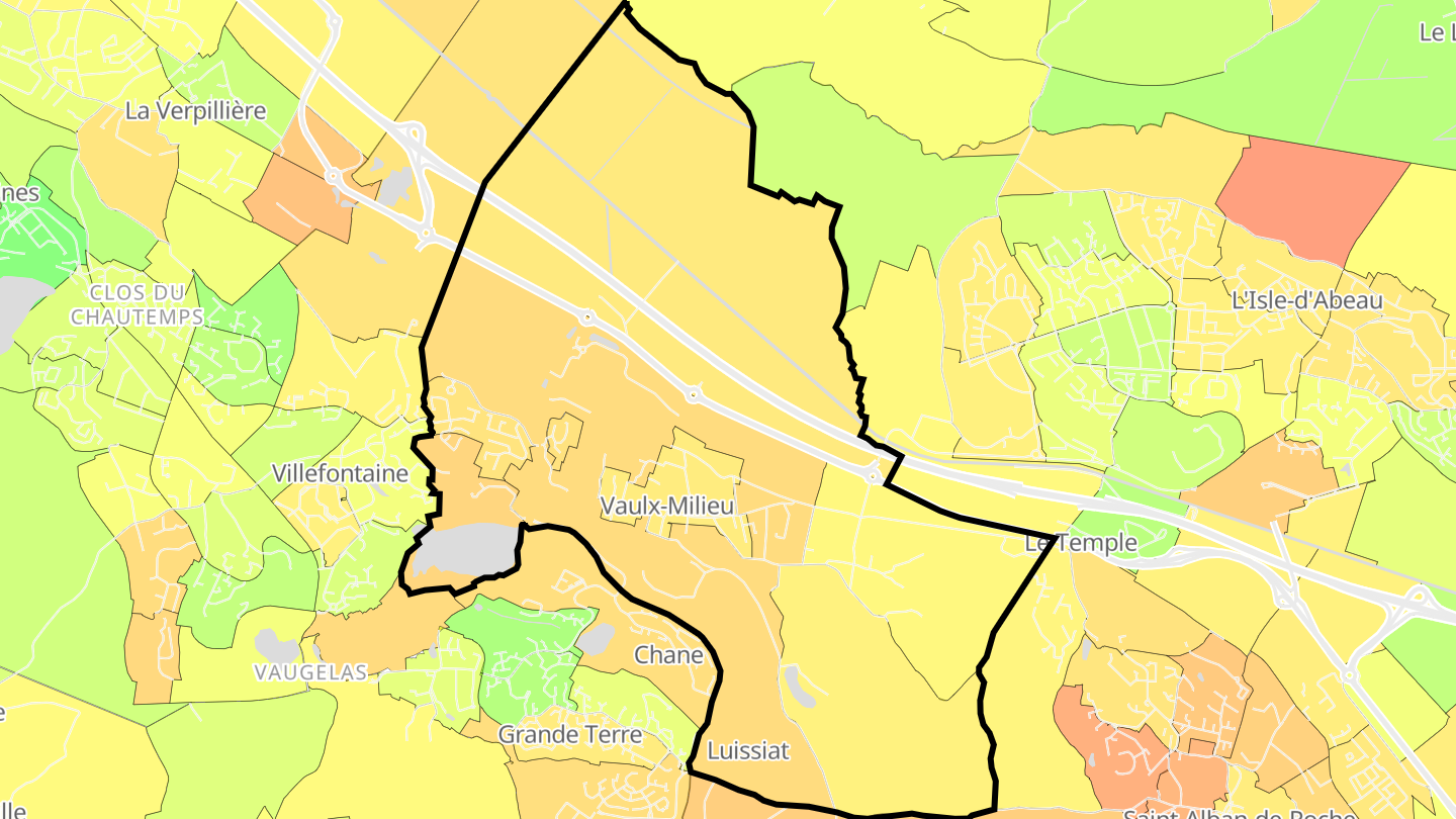 Carte des prix de l'immobilier Vaulx-Milieu