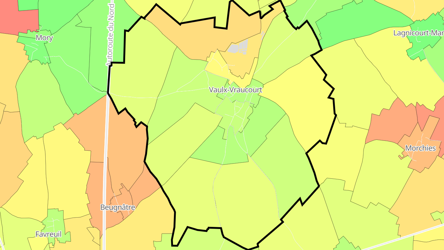 Carte des prix de l'immobilier Vaulx-Vraucourt
