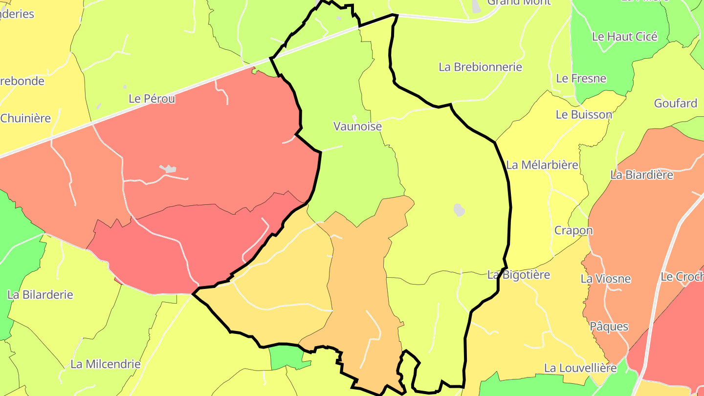 Carte des prix de l'immobilier Vaunoise