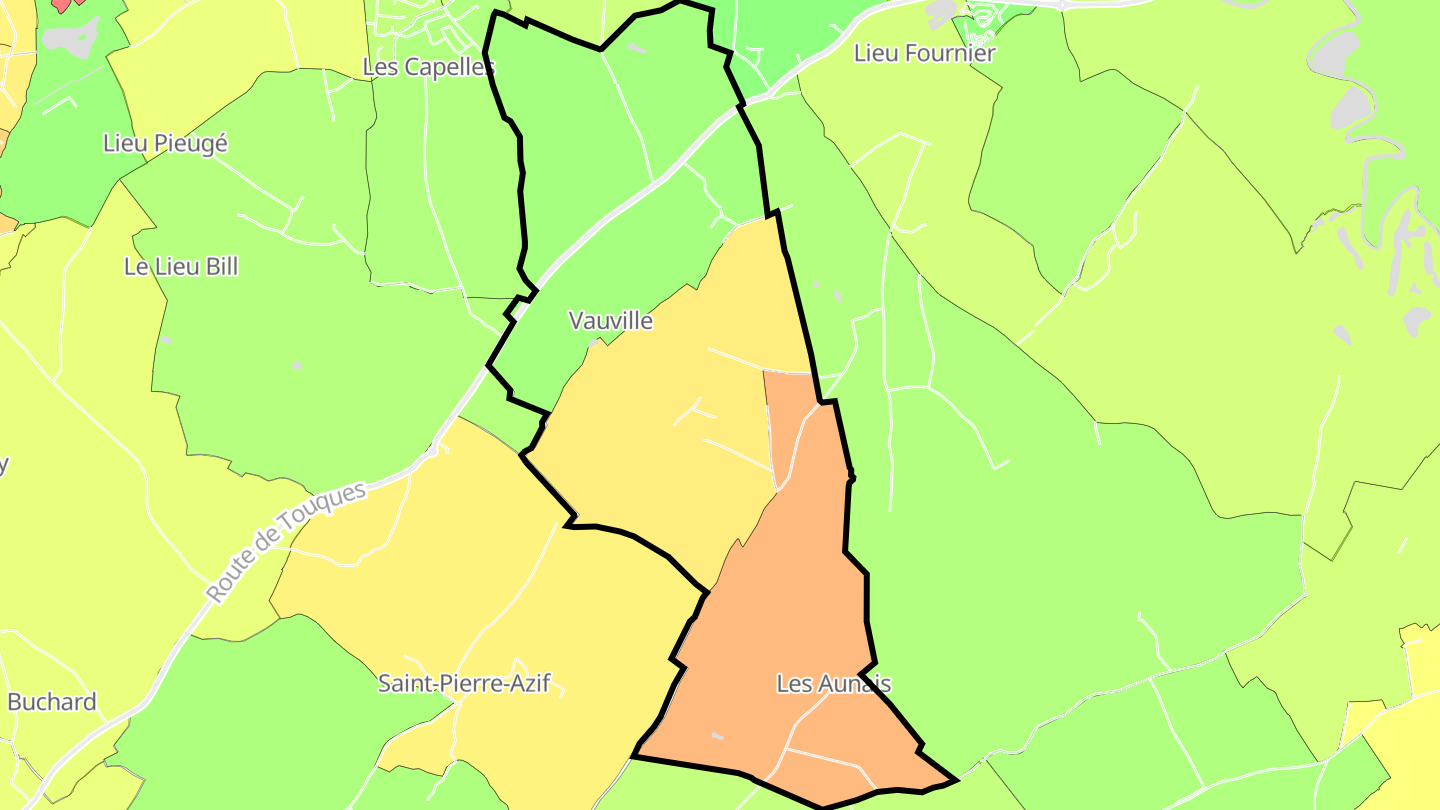 Carte des prix de l'immobilier Vauville
