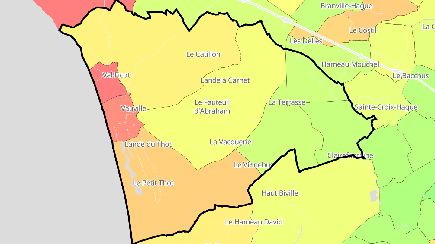 Carte des prix de l'immobilier Vauville