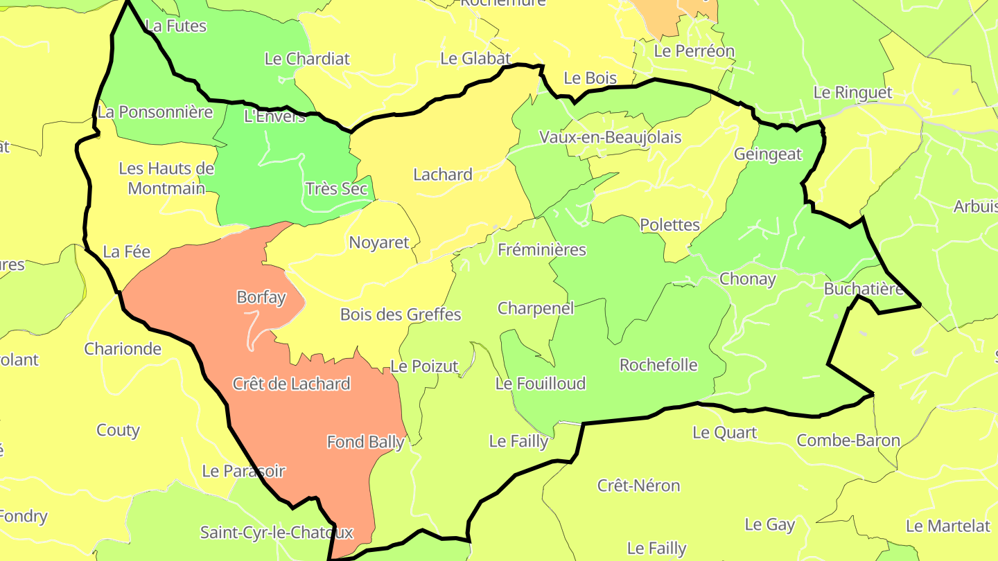 Carte des prix de l'immobilier Vaux-en-Beaujolais