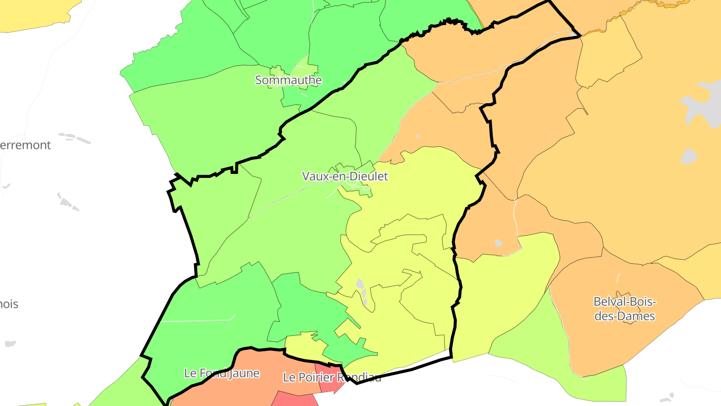 Carte des prix de l'immobilier Vaux-en-Dieulet