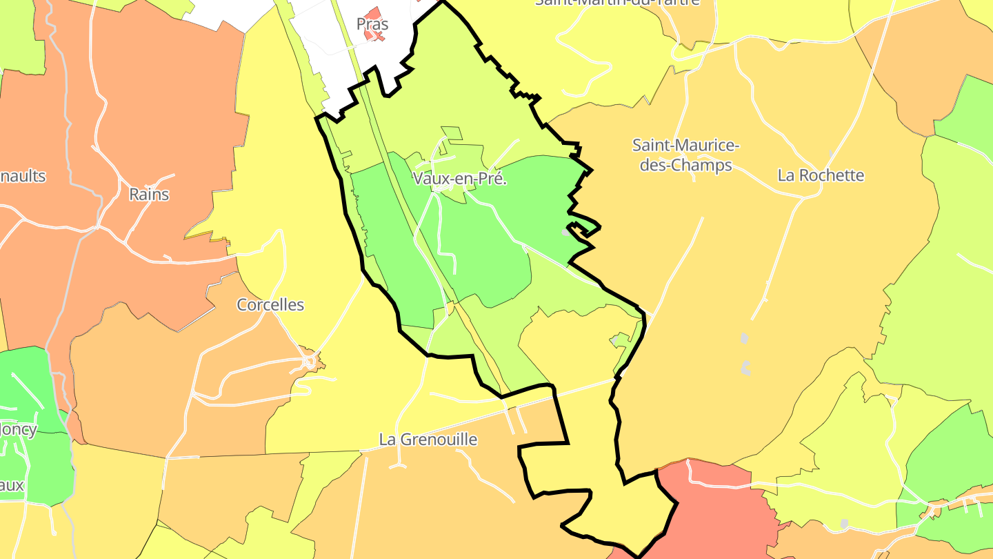 Carte des prix de l'immobilier Vaux-en-Pré