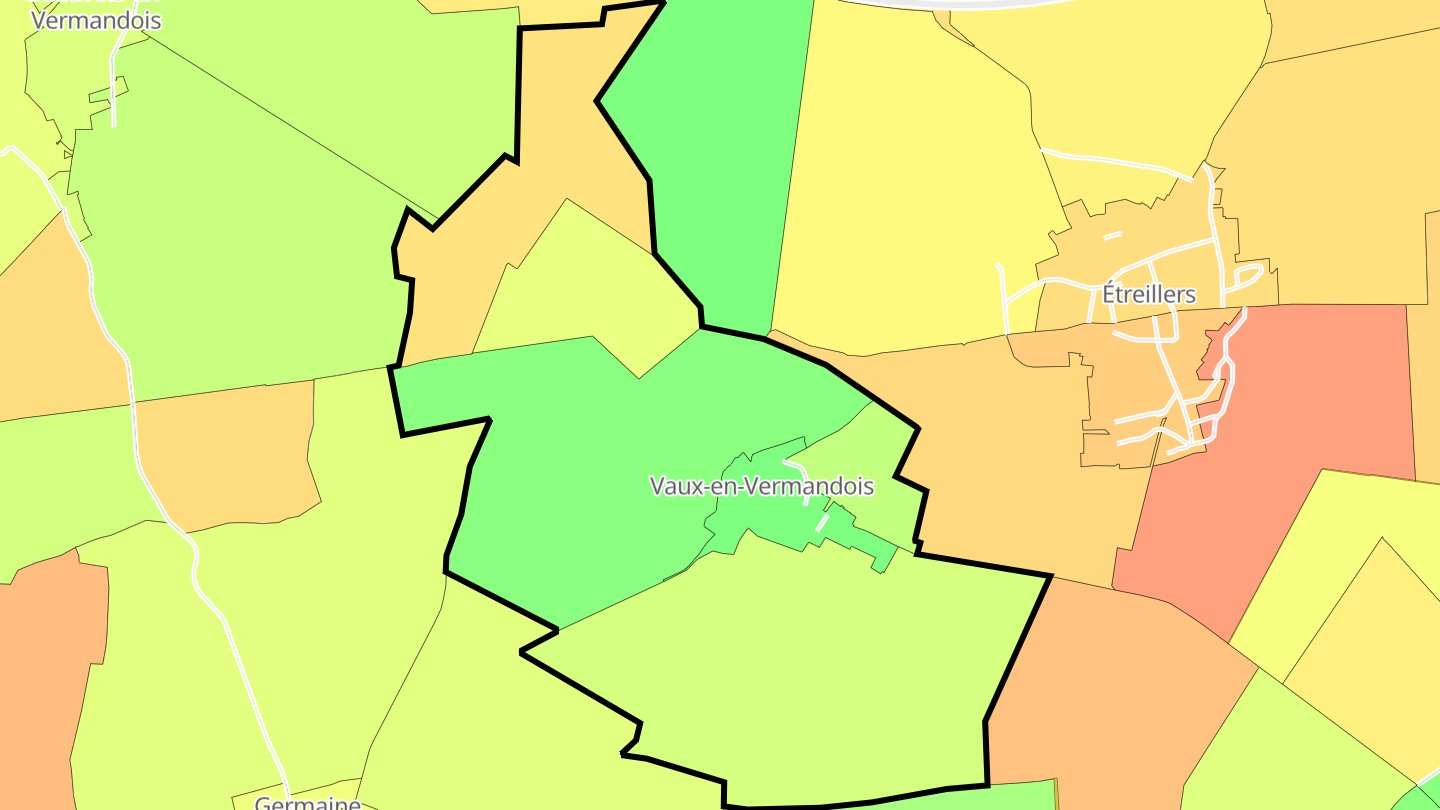 Carte des prix de l'immobilier Vaux-en-Vermandois