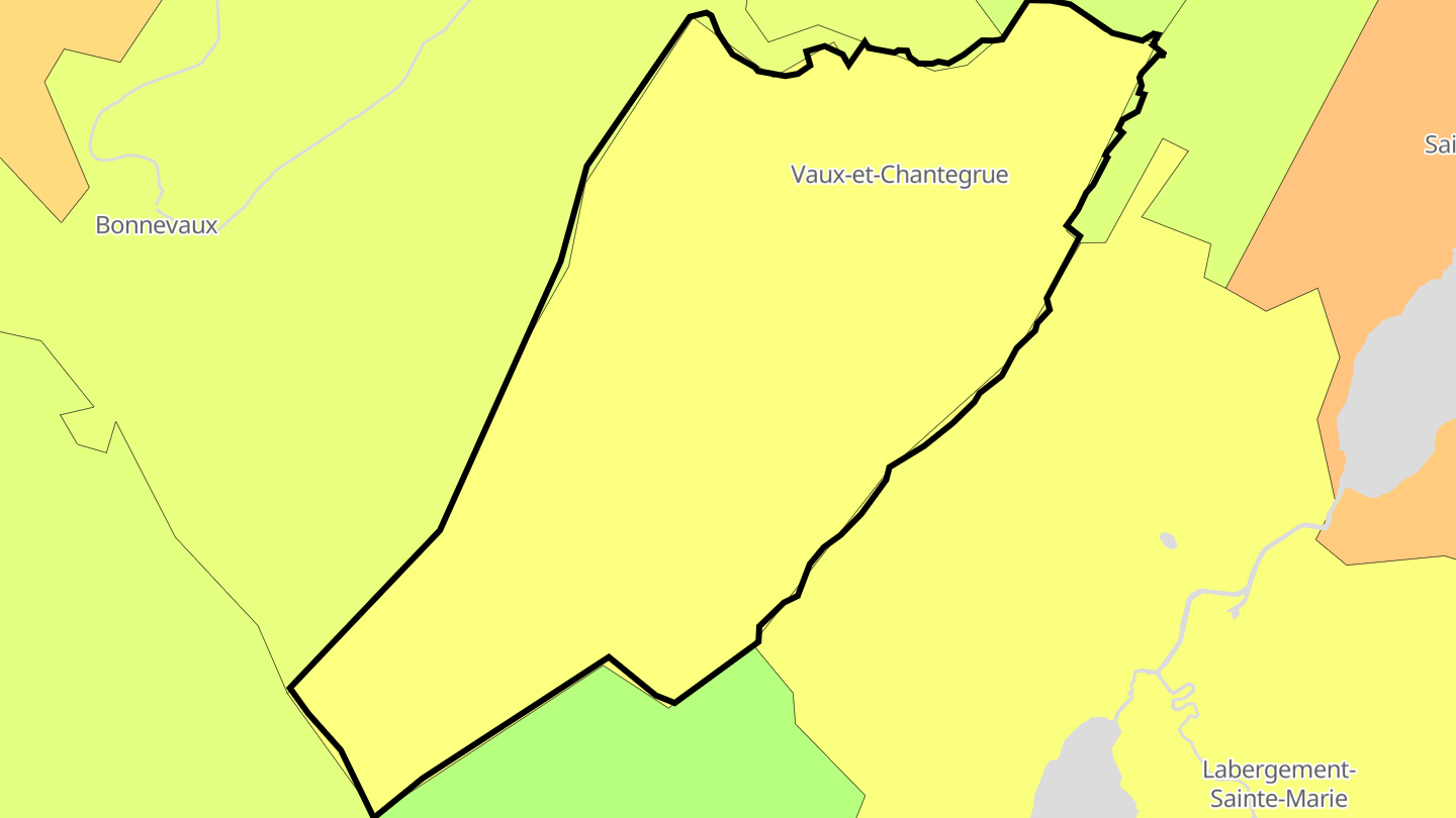 Carte des prix de l'immobilier Vaux-et-Chantegrue