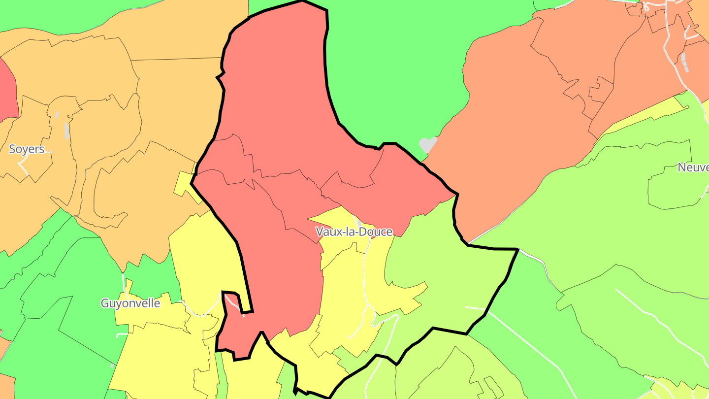 Carte des prix de l'immobilier Vaux-la-Douce