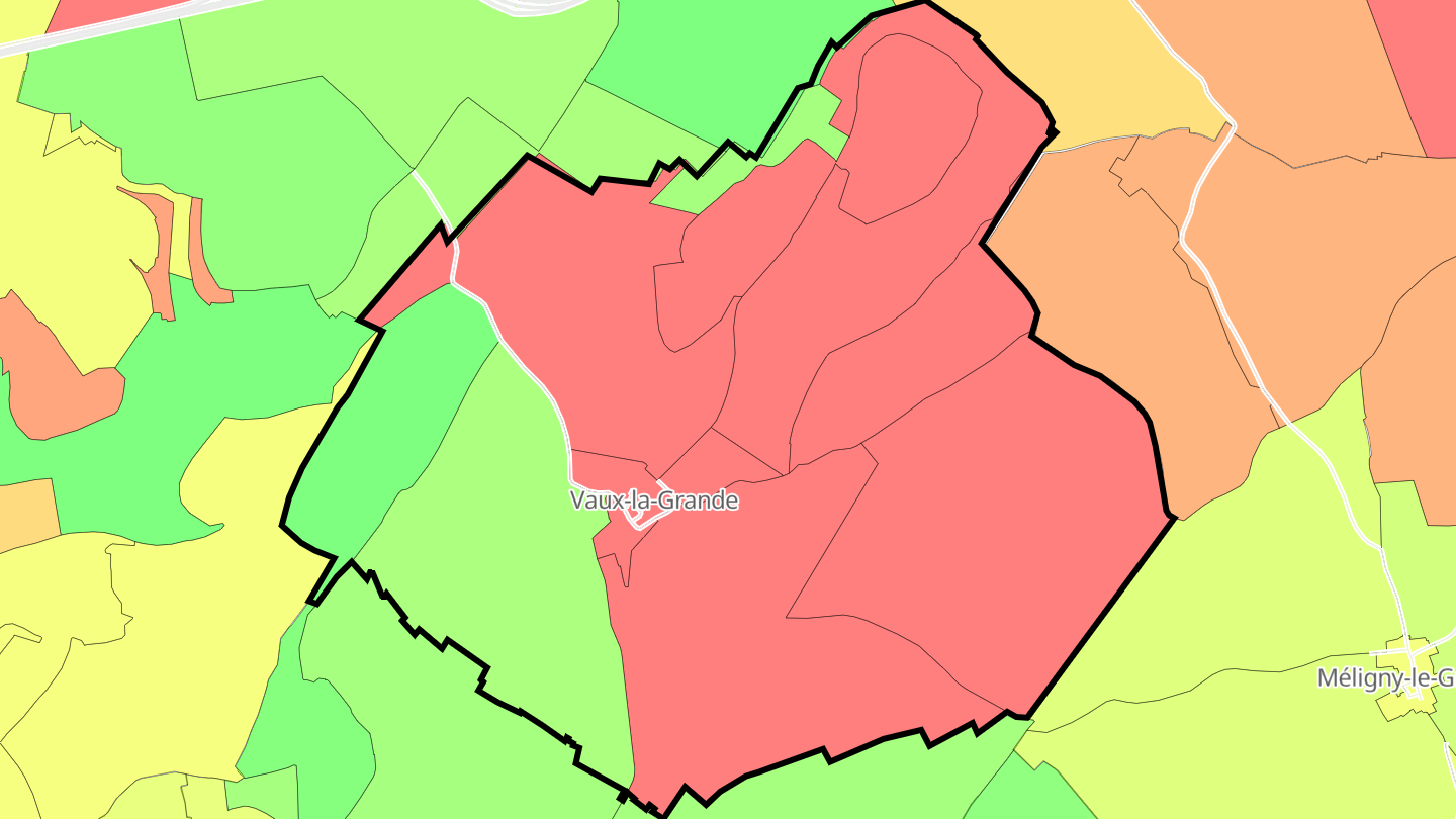 Carte des prix de l'immobilier Vaux-la-Grande