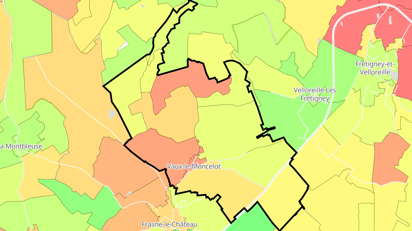 Carte des prix de l'immobilier Vaux-le-Moncelot