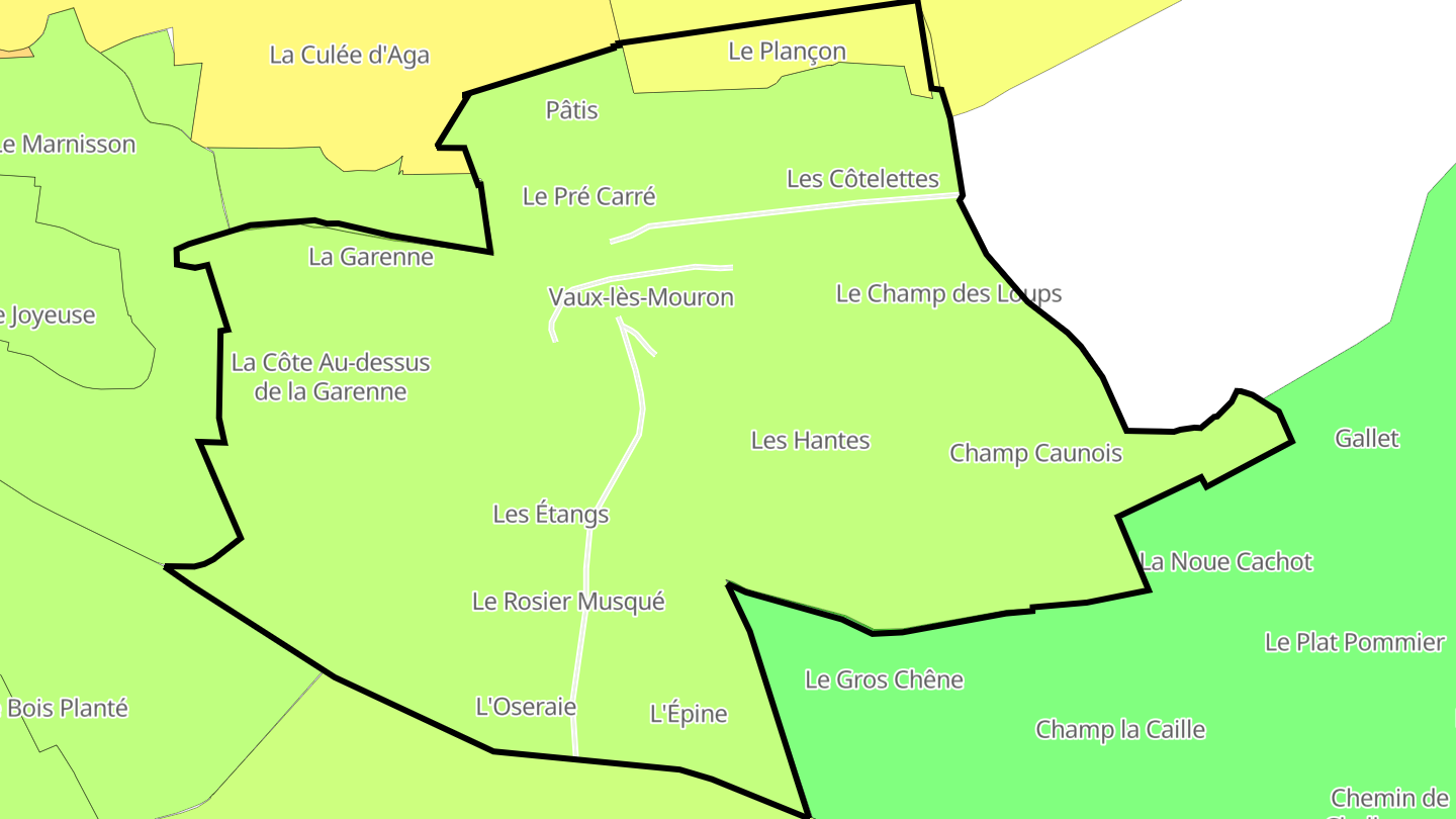 Carte des prix de l'immobilier Vaux-lès-Mouron