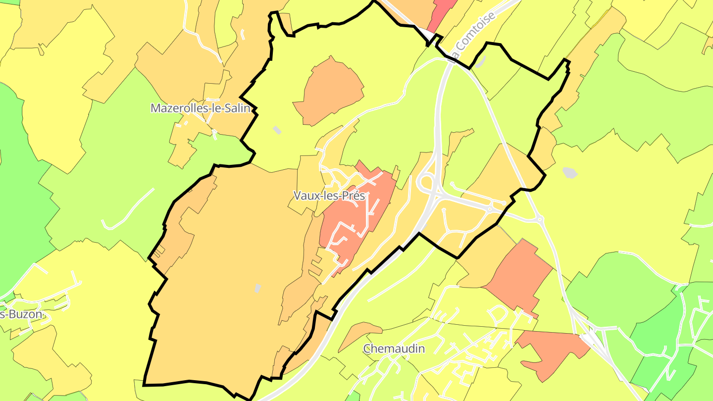 Carte des prix de l'immobilier Vaux-les-Prés