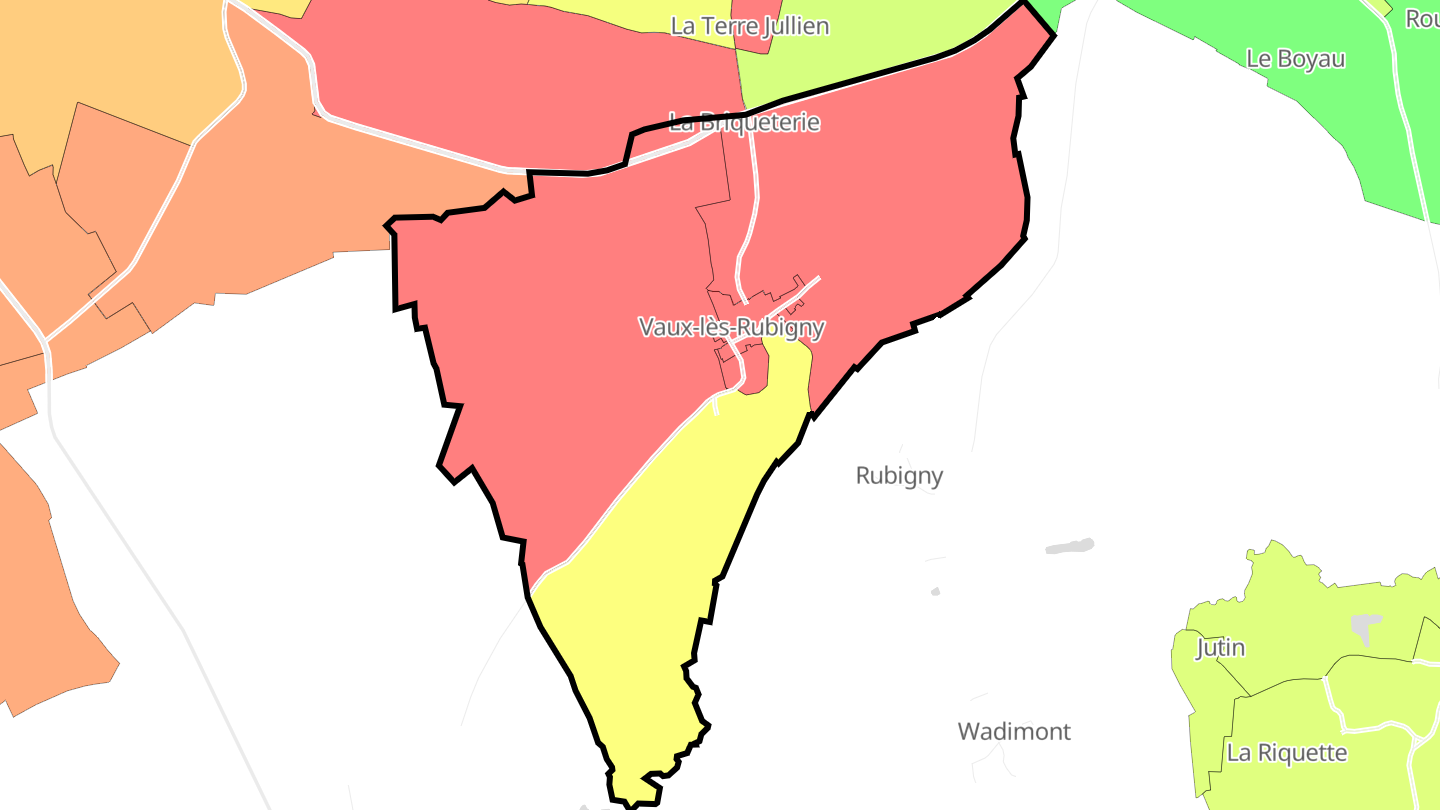 Carte des prix de l'immobilier Vaux-lès-Rubigny