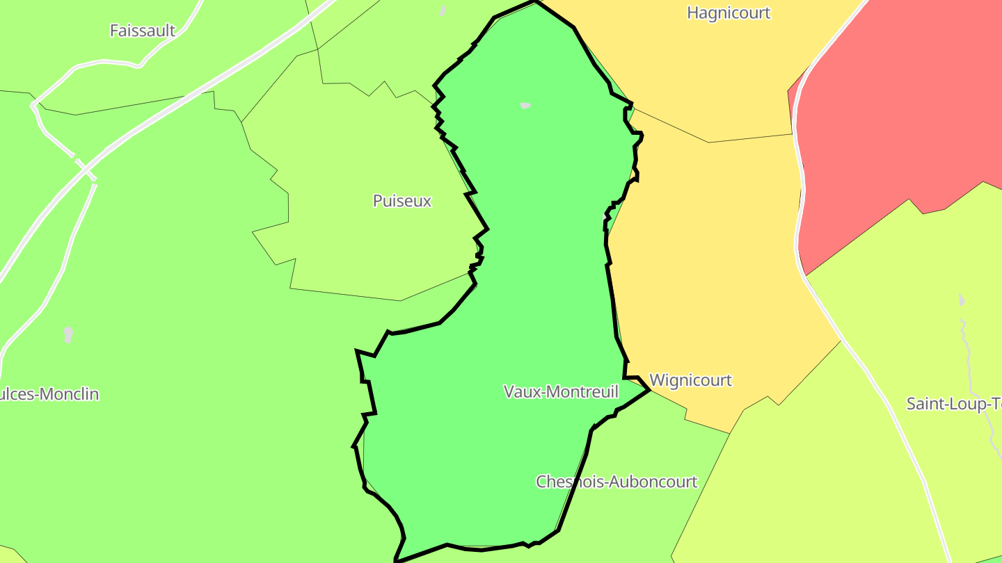 Carte des prix de l'immobilier Vaux-Montreuil