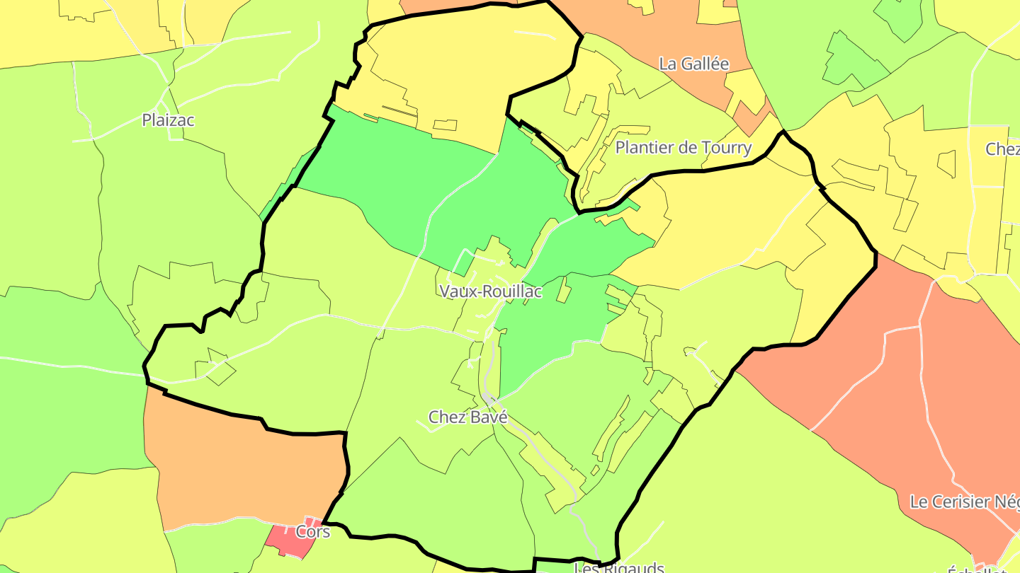 Carte des prix de l'immobilier Vaux-Rouillac