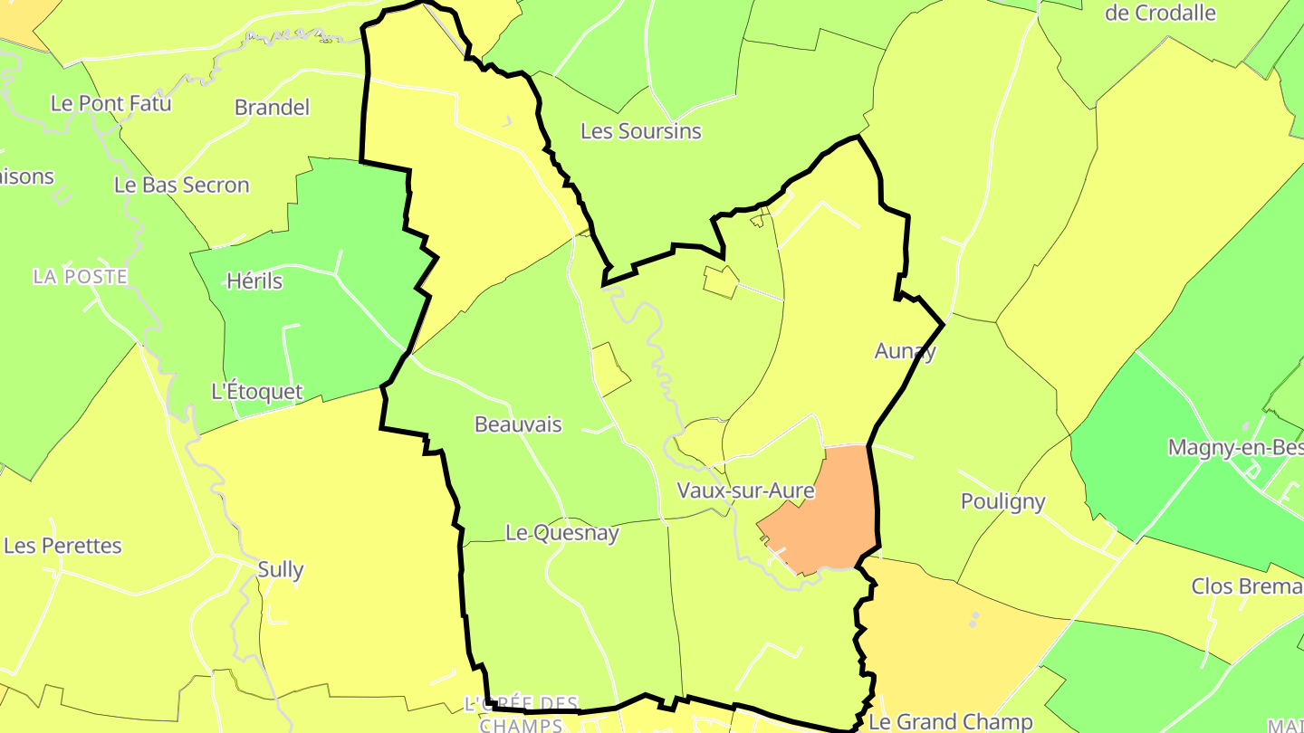 Carte des prix de l'immobilier Vaux-sur-Aure