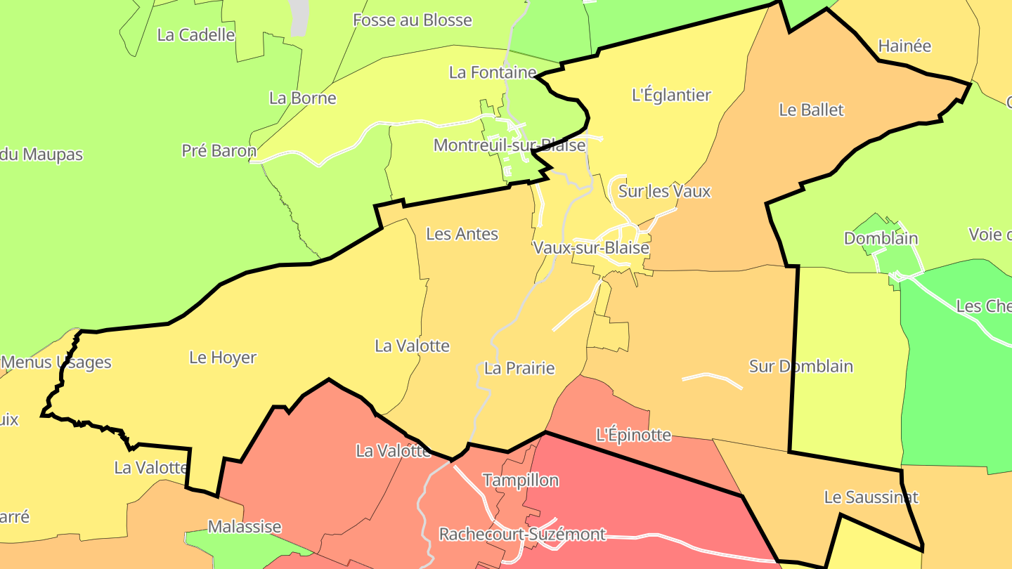 Carte des prix de l'immobilier Vaux-sur-Blaise