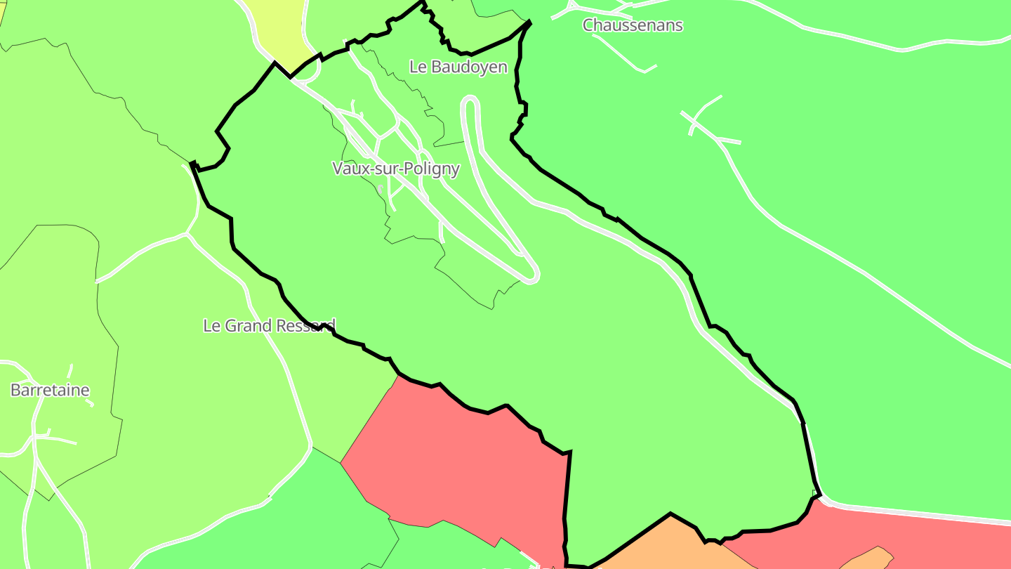 Carte des prix de l'immobilier Vaux-sur-Poligny