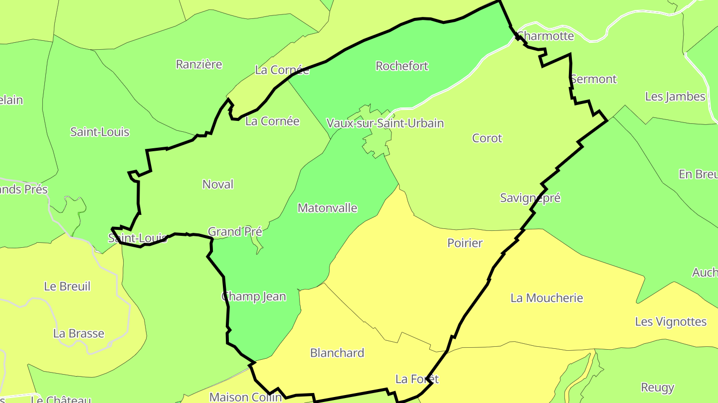 Carte des prix de l'immobilier Vaux-sur-Saint-Urbain